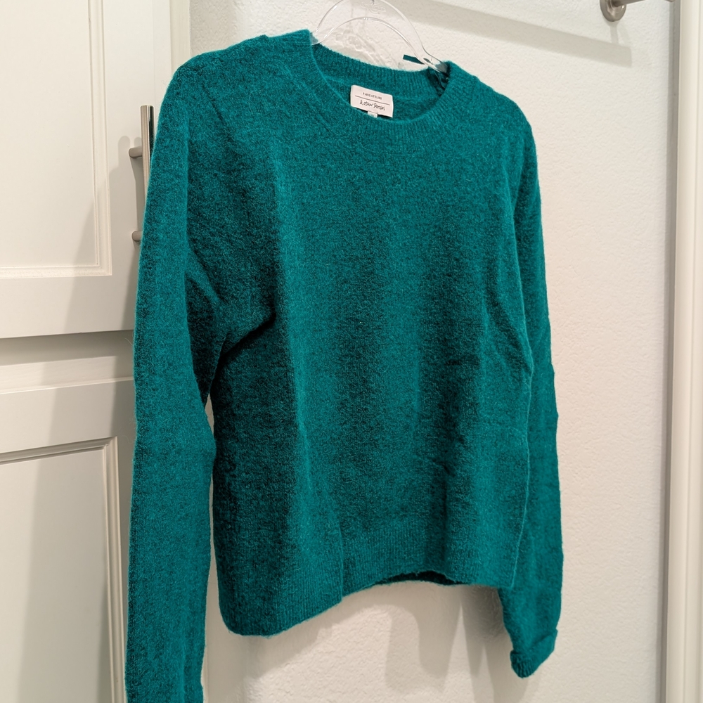 & Other Stories Teal Crew Neck Sweater